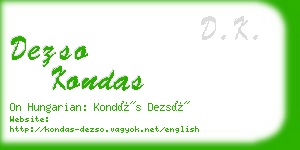 dezso kondas business card